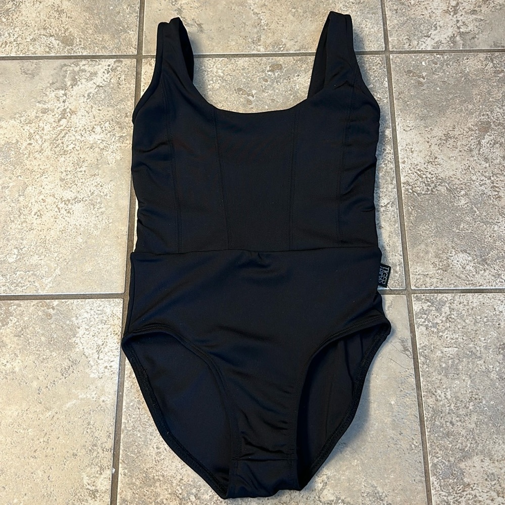 Tiger Friday Duchess Leotard Black Sz Child Large CL Dance Ballet Tank Leo